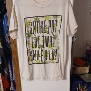 Spencer's Cream Graphic Tee with Green Leaf Print